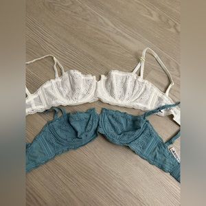 free people underwire bra (white & blue)